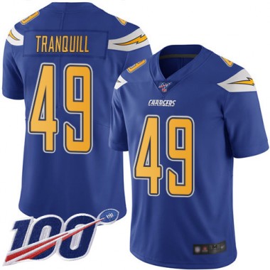 Los Angeles Chargers NFL Football Drue Tranquill Electric Blue Jersey Youth Limited 49 100th Season Rush Vapor Untouchable